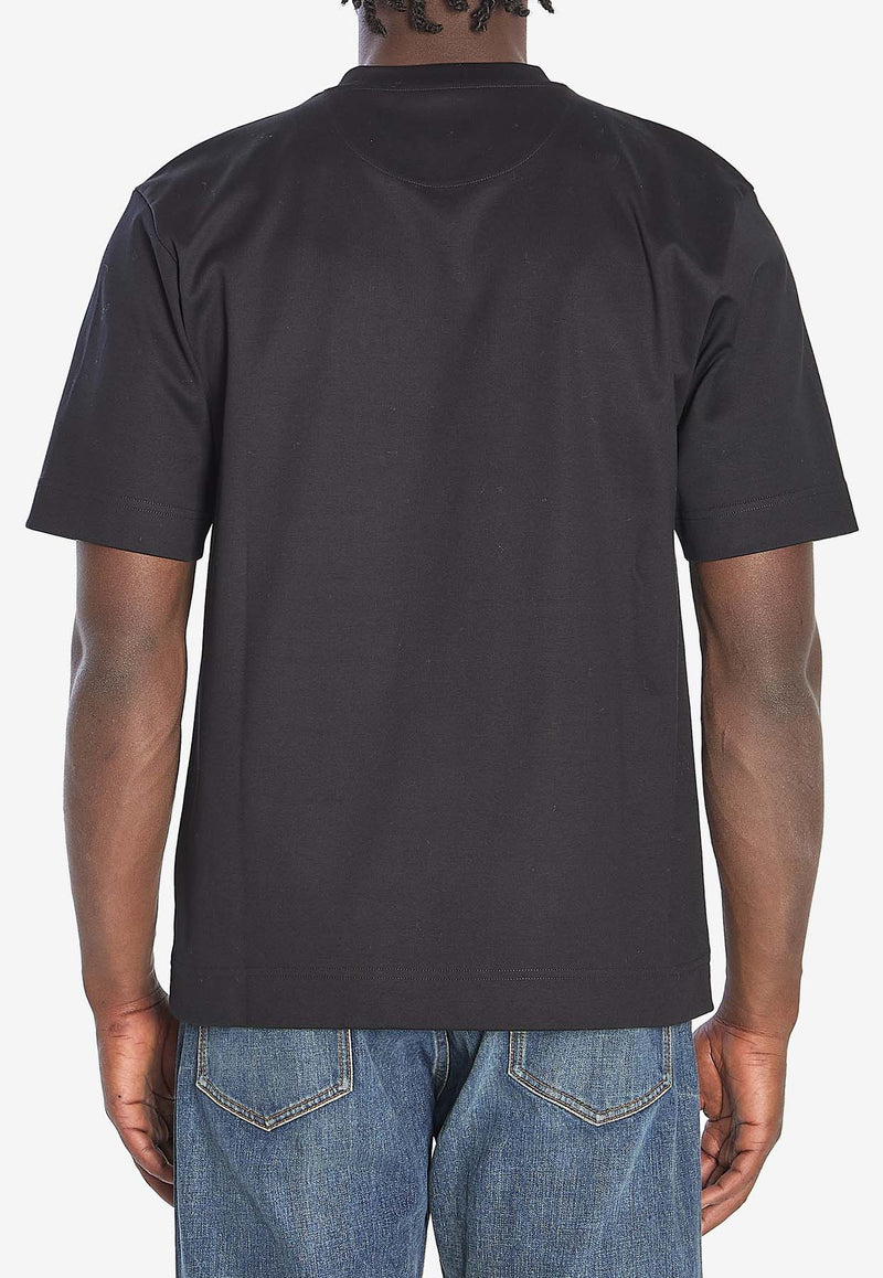 Fendi Logo Print Crewneck T-shirt Black FY0936-ARYR-F0QA1