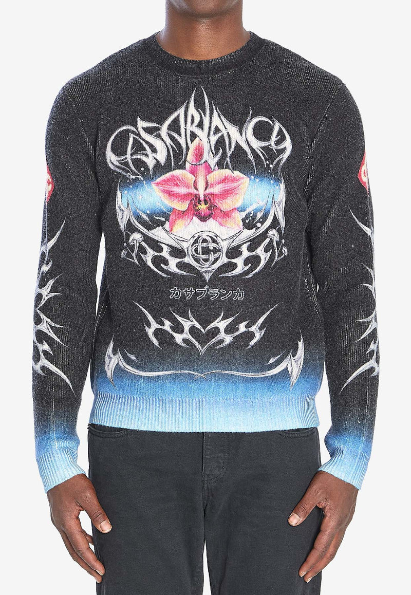 Casablanca Blades Print Wool Sweater Multicolor AW25KW1166--01