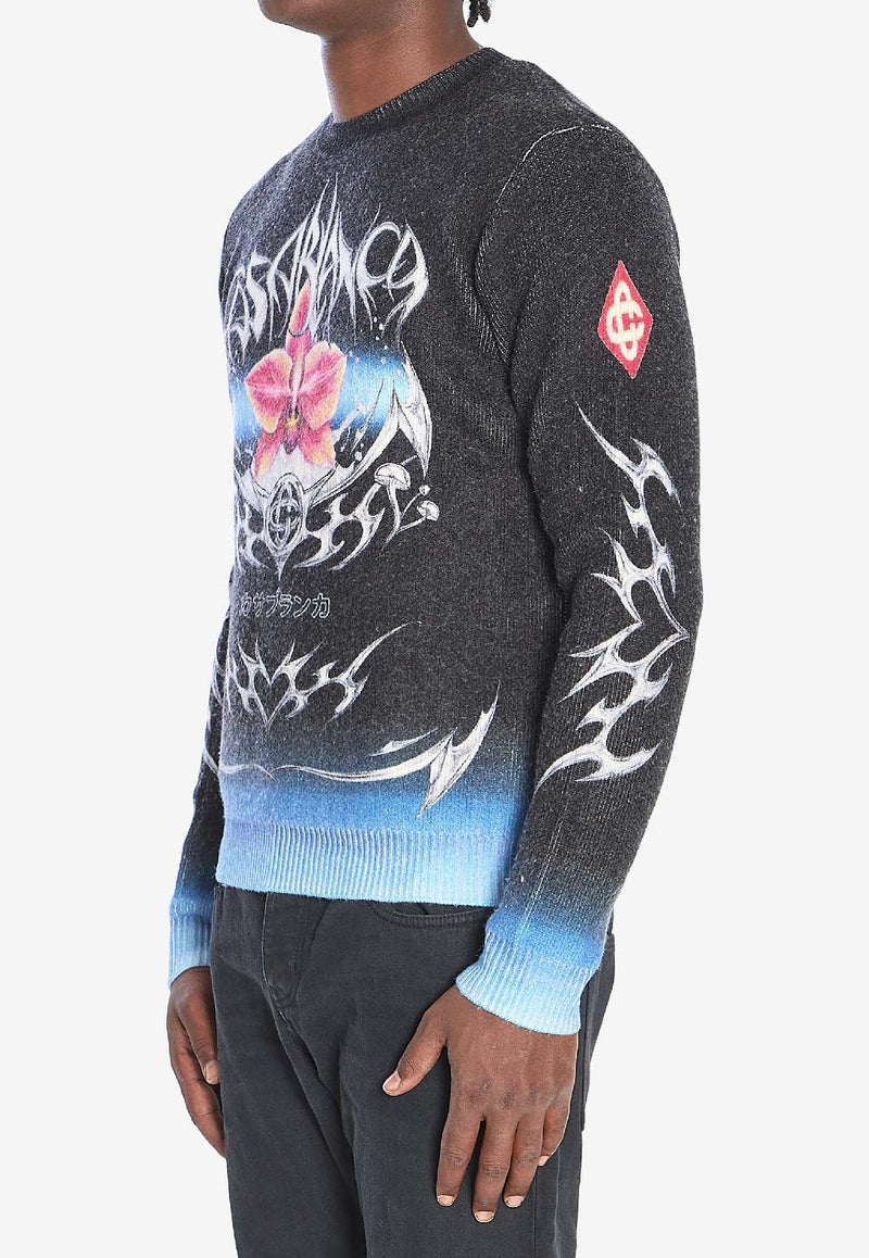Casablanca Blades Print Wool Sweater Multicolor AW25KW1166--01