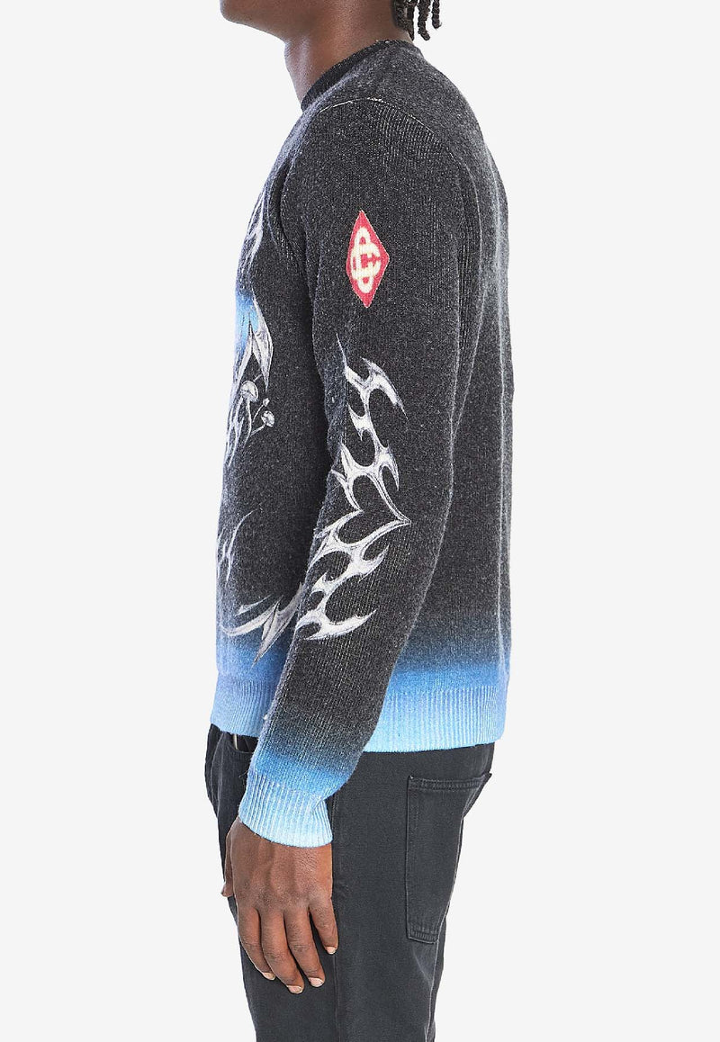 Casablanca Blades Print Wool Sweater Multicolor AW25KW1166--01