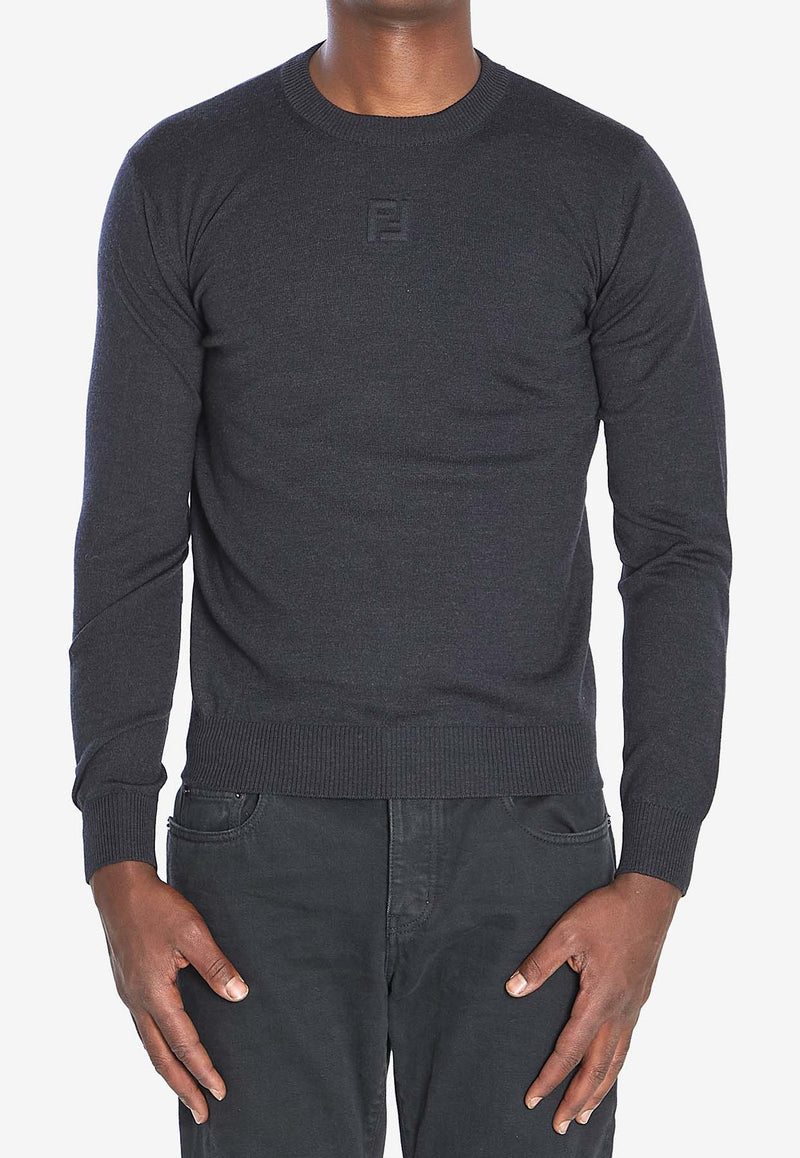 Fendi FF Monogram Wool Sweater Gray FZX091-ASH3-F0TY3