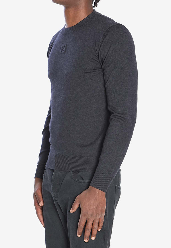 Fendi FF Monogram Wool Sweater Gray FZX091-ASH3-F0TY3