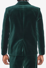 Gucci Single-Breasted Velvet Jacket Green 849879-ZJV75-3089