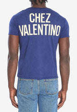Valentino Chez Logo Print T-shirt Blue 7V3MG17E-AYD-AEW