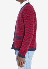 Valentino Toute La V Jacquard Wool Cardigan Red 7V3KA04I-AR1-BR5