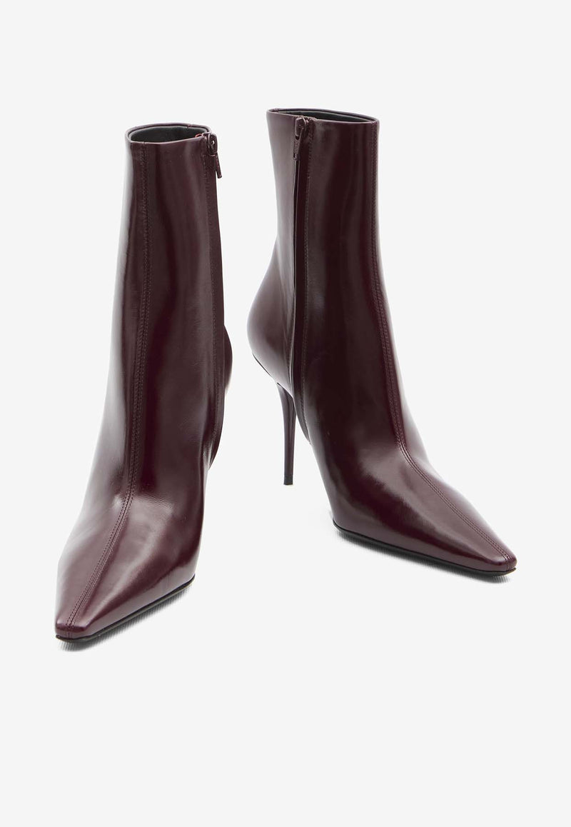 Saint Laurent Ashley 90 Smooth Leather Ankle Boots Bordeaux 809284-AAEHF-6629