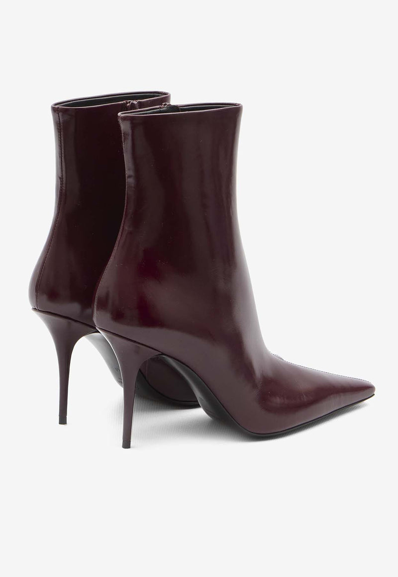 Saint Laurent Ashley 90 Smooth Leather Ankle Boots Bordeaux 809284-AAEHF-6629