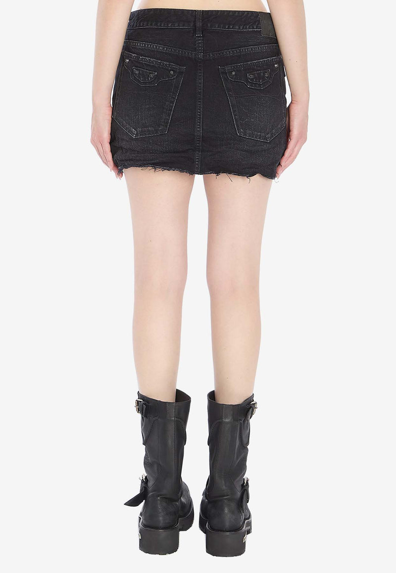 Balenciaga Mini City Denim Skirt  Black 852324-TTW67-1037