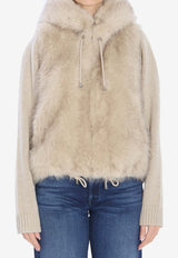 Valentino  Faux Fur Zip-Up Vest Gray 3144--LINEN