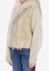 Valentino  Faux Fur Zip-Up Vest Gray 3144--LINEN