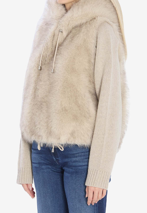 Valentino  Faux Fur Zip-Up Vest Gray 3144--LINEN