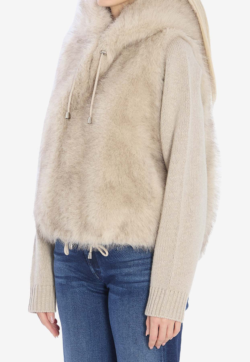 Valentino  Faux Fur Zip-Up Vest Gray 3144--LINEN