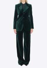 Gucci Single-Breasted Velvet Blazer Green 849749-Z7AZS-3089