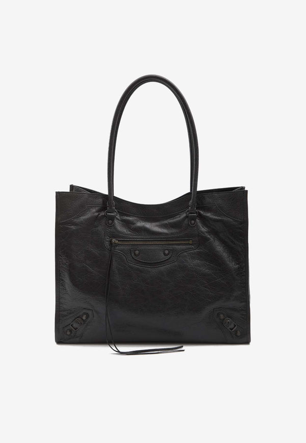 Balenciaga Medium Le City Nappa Leather Tote Bag   Black 851818-2ABEK-1000