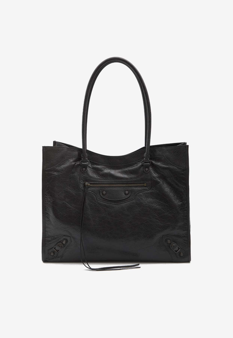 Balenciaga Medium Le City Nappa Leather Tote Bag   Black 851818-2ABEK-1000