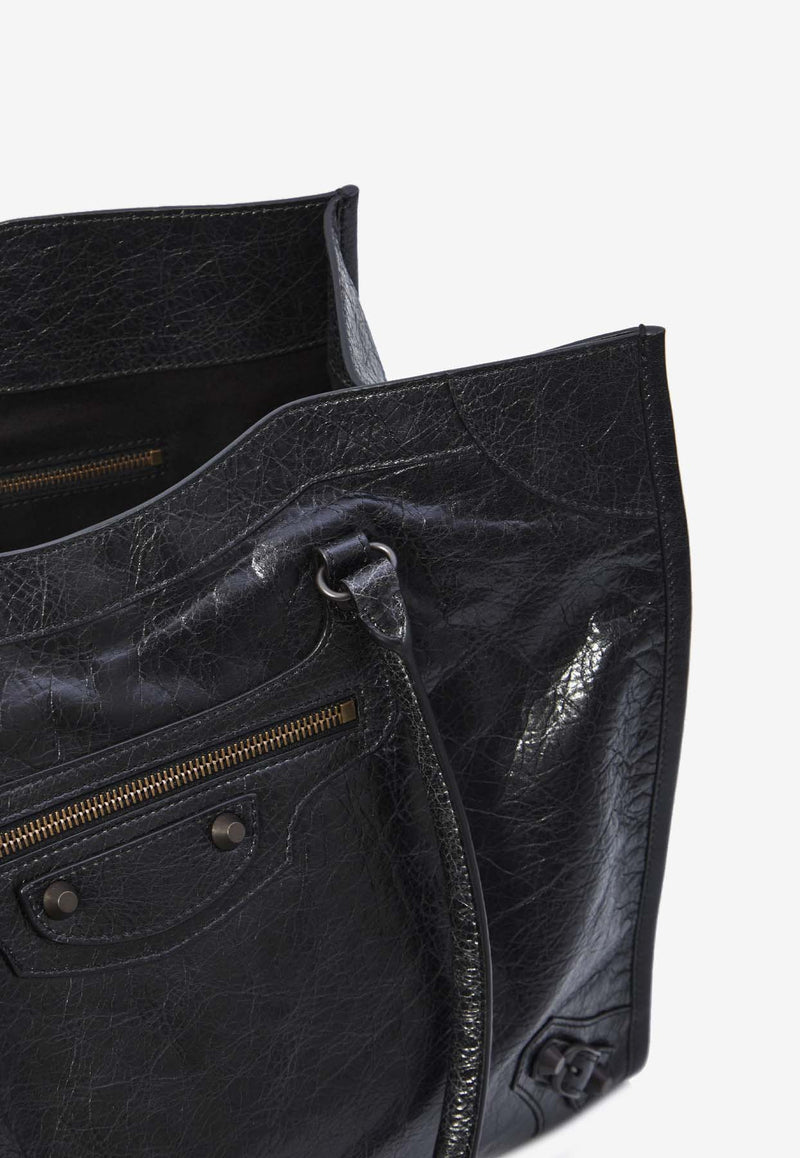 Balenciaga Medium Le City Nappa Leather Tote Bag   Black 851818-2ABEK-1000