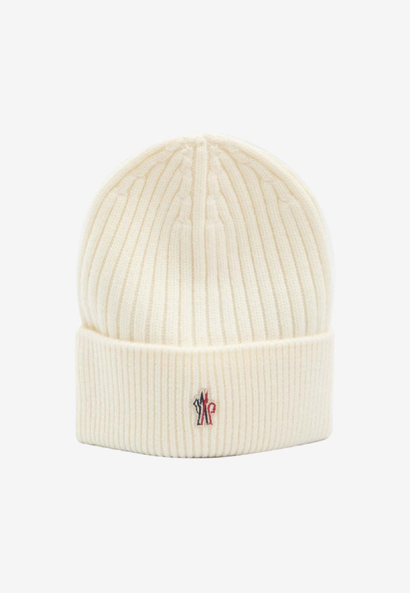 Moncler Grenoble Logo Patch Ribbed Beanie Ivory K20973B00007-04761-034