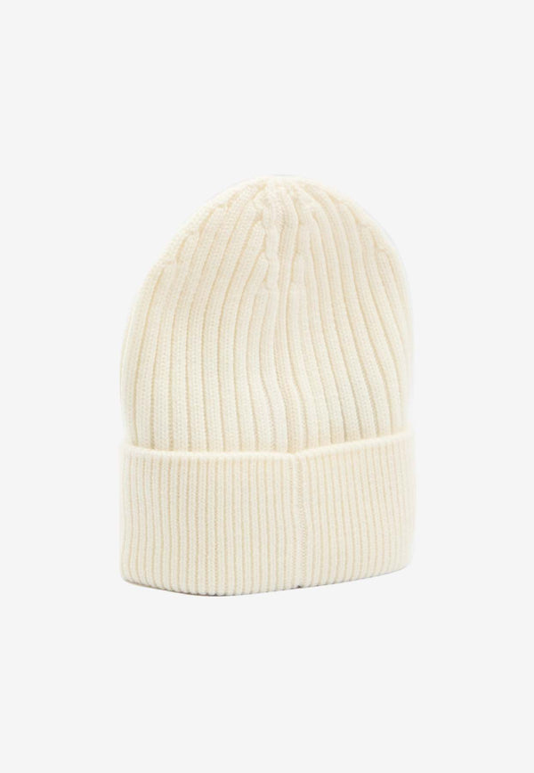 Moncler Grenoble Logo Patch Ribbed Beanie Ivory K20973B00007-04761-034