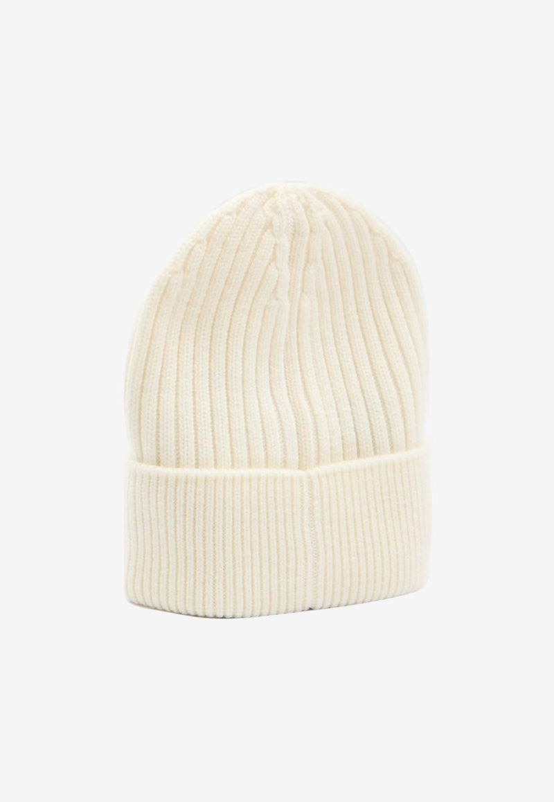 Moncler Grenoble Logo Patch Ribbed Beanie Ivory K20973B00007-04761-034