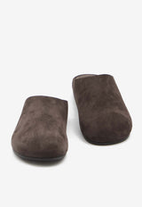 The Row Hudson Suede Slippers Brown F1705-L302-LQB