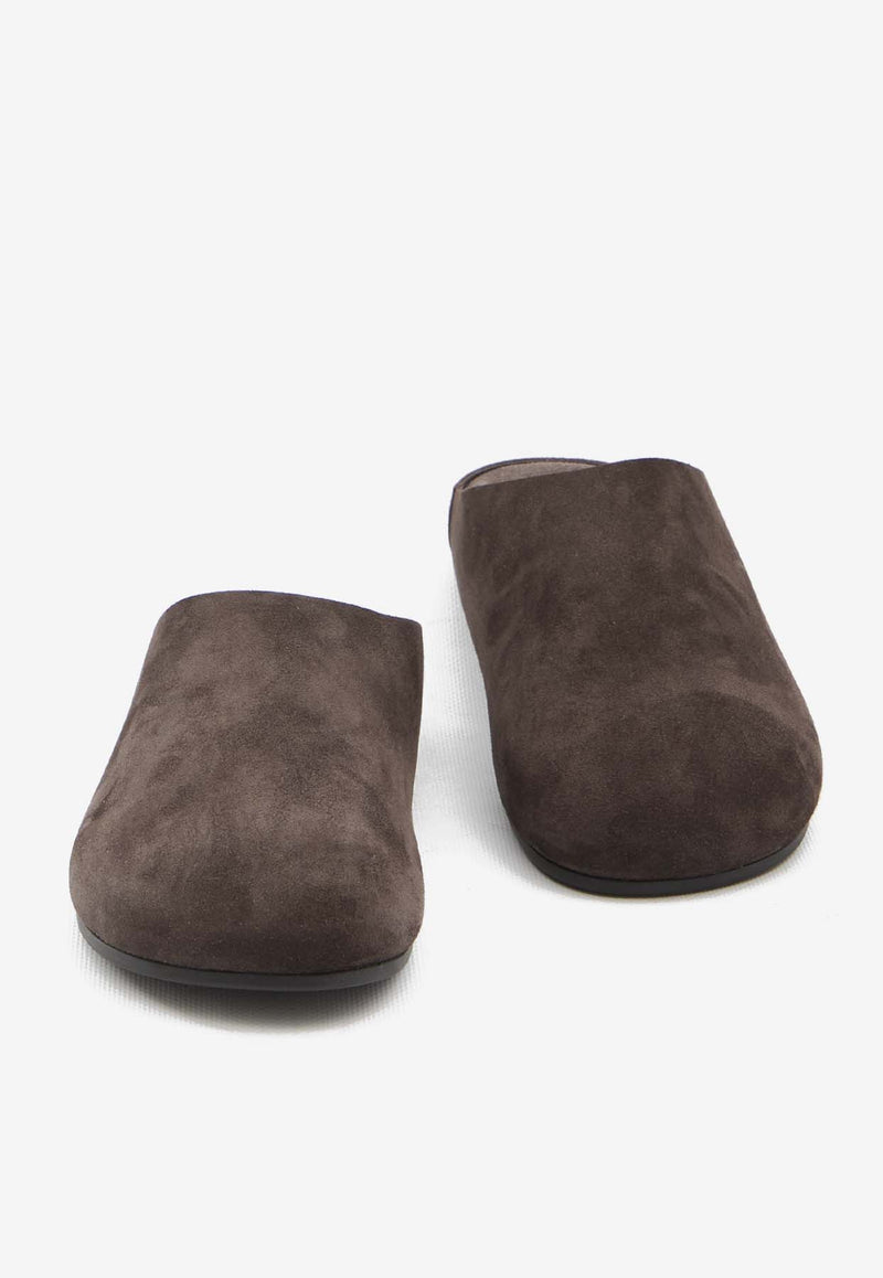 The Row Hudson Suede Slippers Brown F1705-L302-LQB