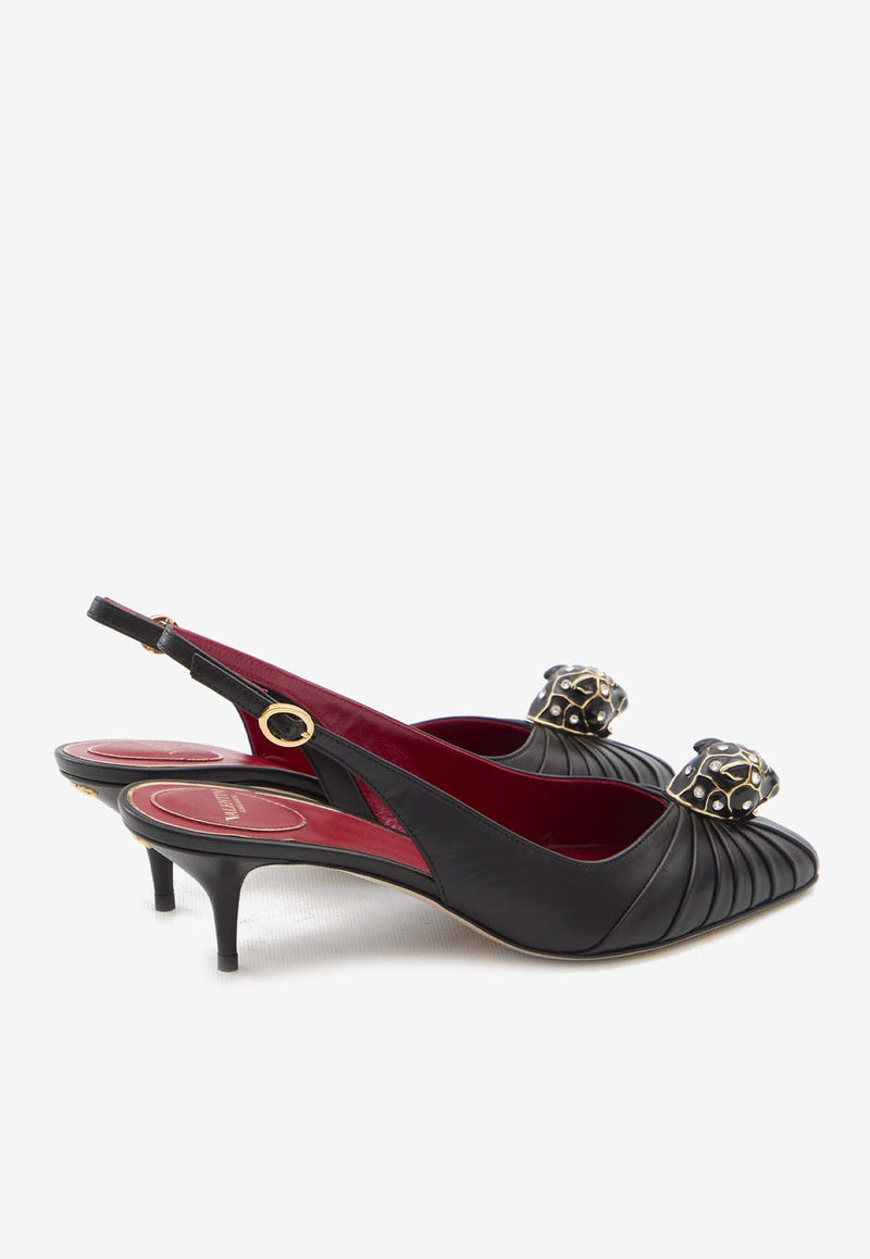 Valentino Panthea 55 Leather Slingback Pumps Black 7W0S0NG5-LIR-0NO