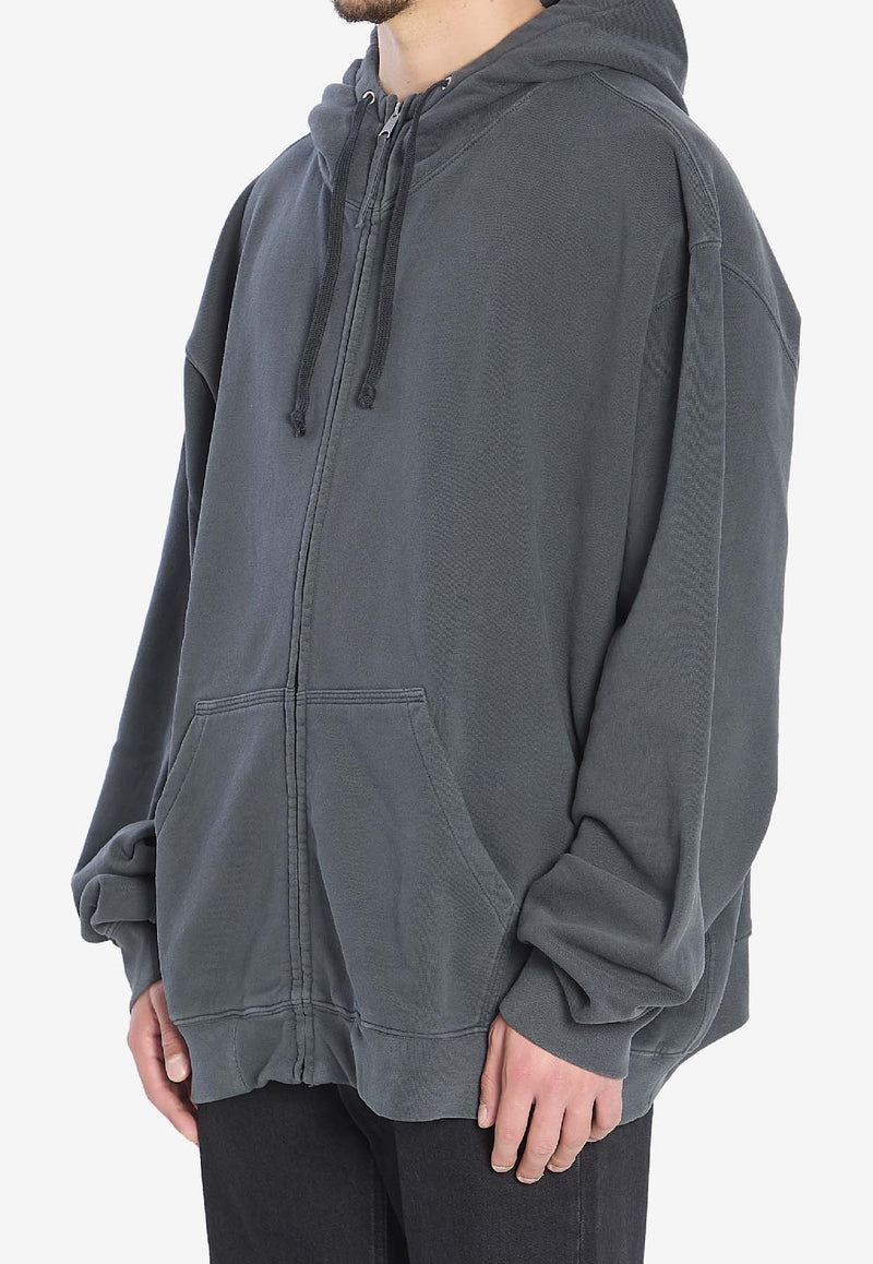 Maison Margiela Logo Zip-Up Hooded Sweatshirt Gray S50HG0047-M25017-855