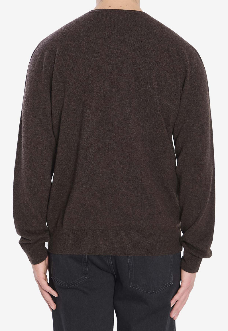 The Row Rod Cashmere V-neck Sweater Brown 1014-Y556-MBR