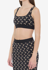 Marine Serre Moon Printed Cropped Top Black WUW055BC-JER0001-IT99