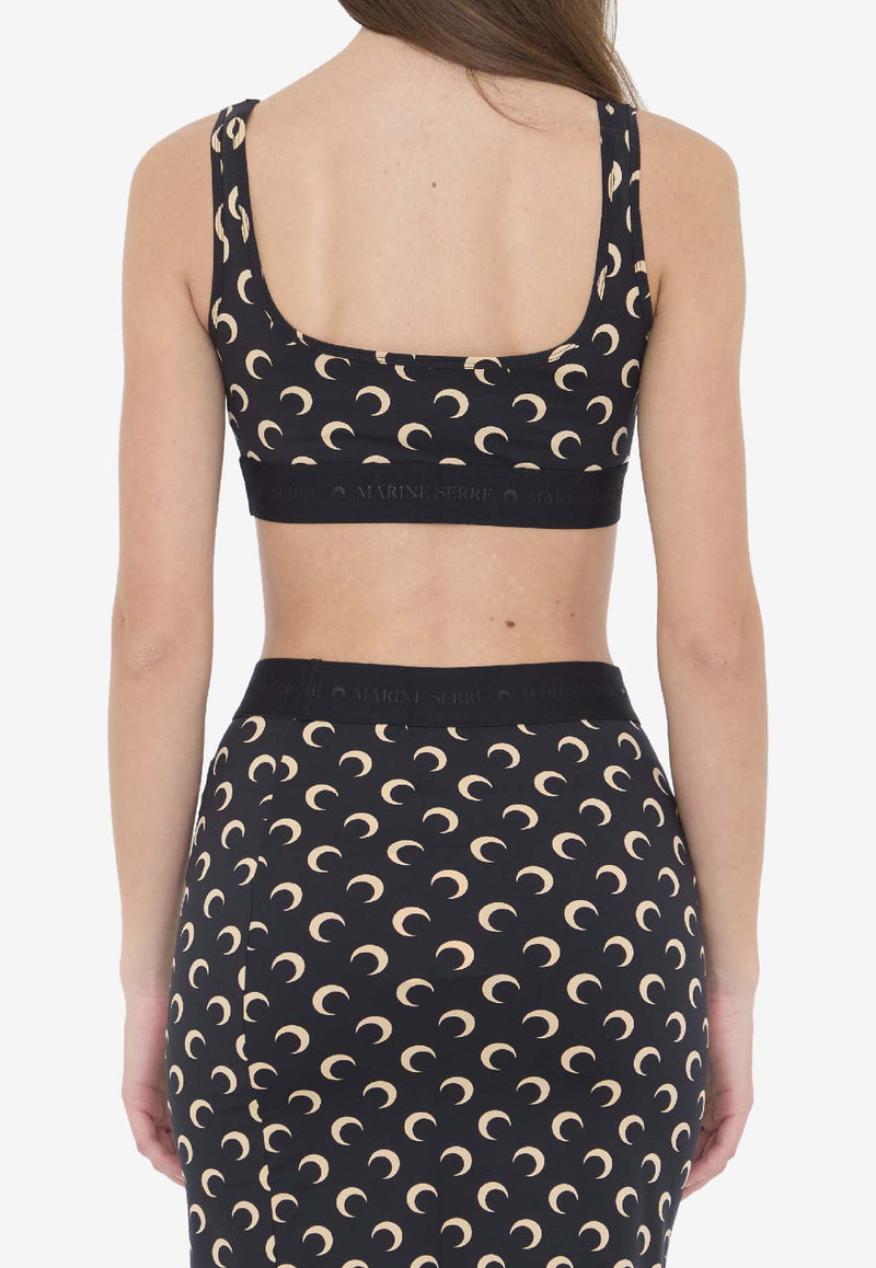 Marine Serre Moon Printed Cropped Top Black WUW055BC-JER0001-IT99