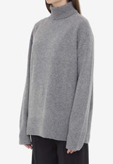 The Row Stepny Turtleneck Wool Blend Sweater Gray 5583-Y184-GYM