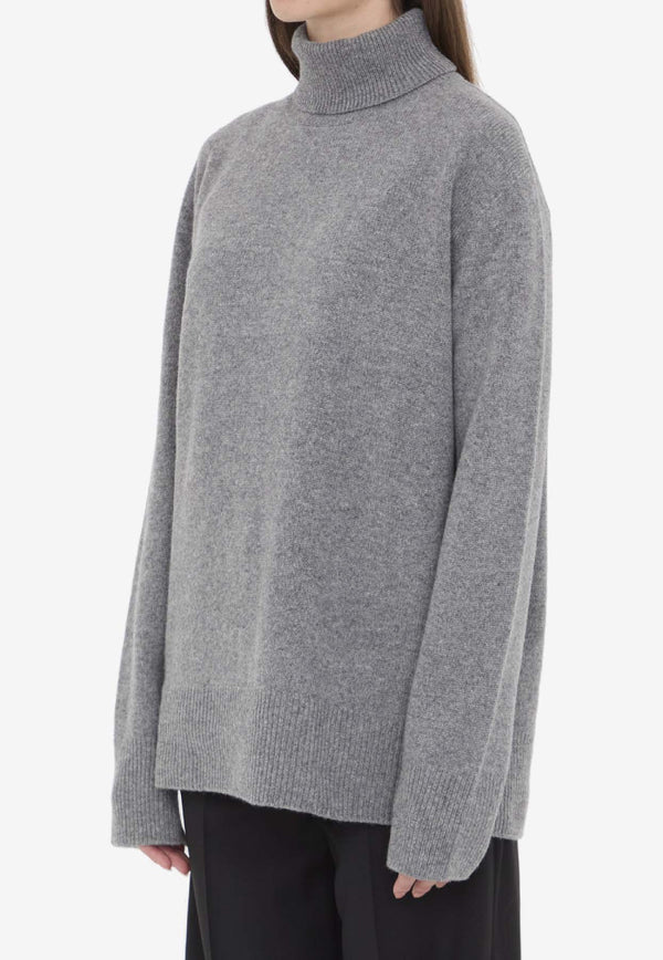 The Row Stepny Turtleneck Wool Blend Sweater Gray 5583-Y184-GYM