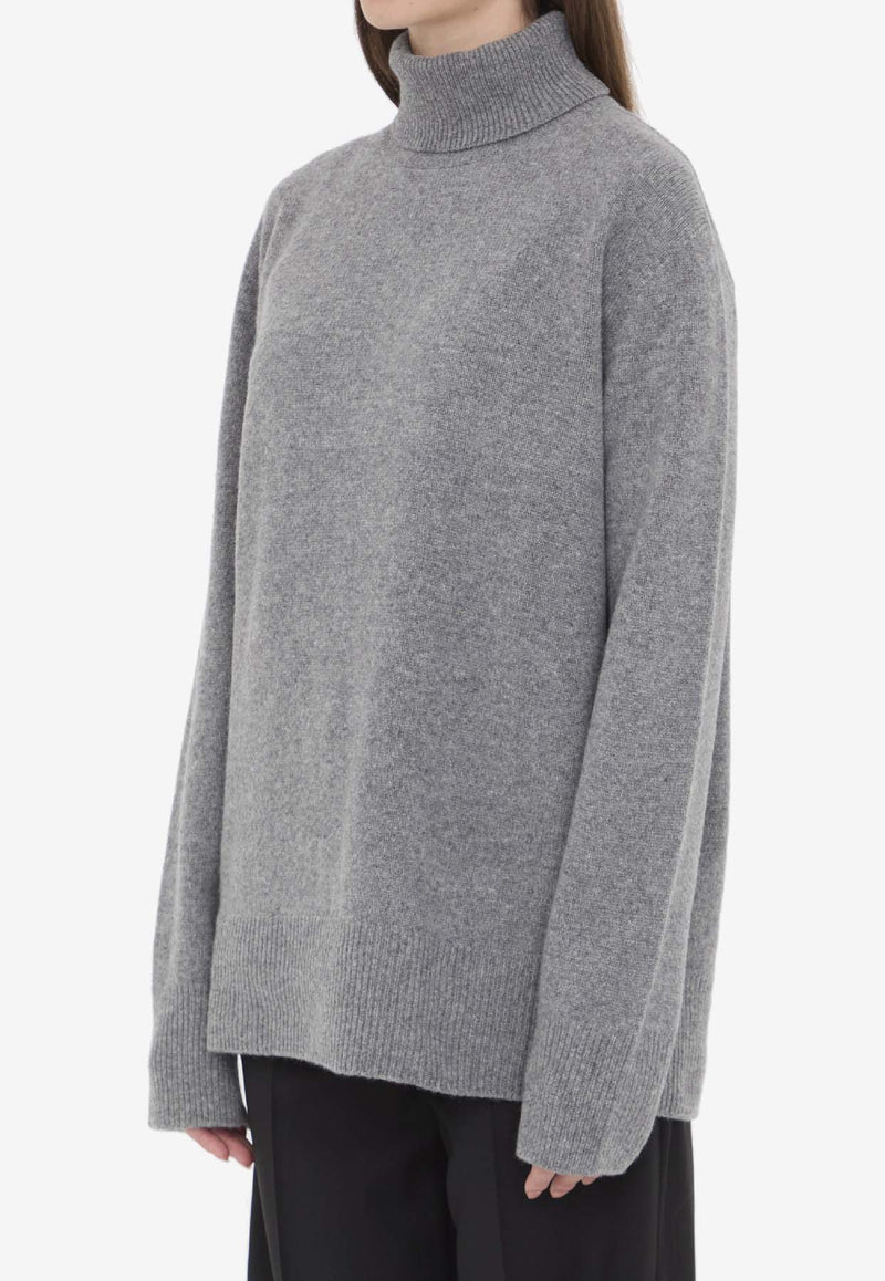 The Row Stepny Turtleneck Wool Blend Sweater Gray 5583-Y184-GYM