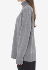 The Row Stepny Turtleneck Wool Blend Sweater Gray 5583-Y184-GYM