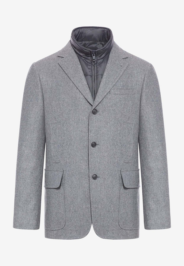 Fay Archive Single-Breasted Wool Jacket NHM75491120WGZB605GREY