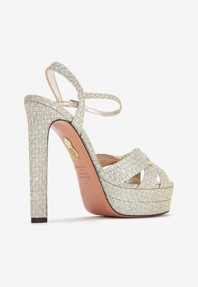 Aquazzura Nina 130 Platform Sandals NINHIGB0-HNCCCC SILVER