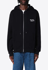 Maison Kitsuné Embroidered Logo Zip-Up Hooded Sweatshirt Black NM00703KM0307/P_KIT-B197