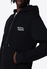 Maison Kitsuné Embroidered Logo Zip-Up Hooded Sweatshirt Black NM00703KM0307/P_KIT-B197