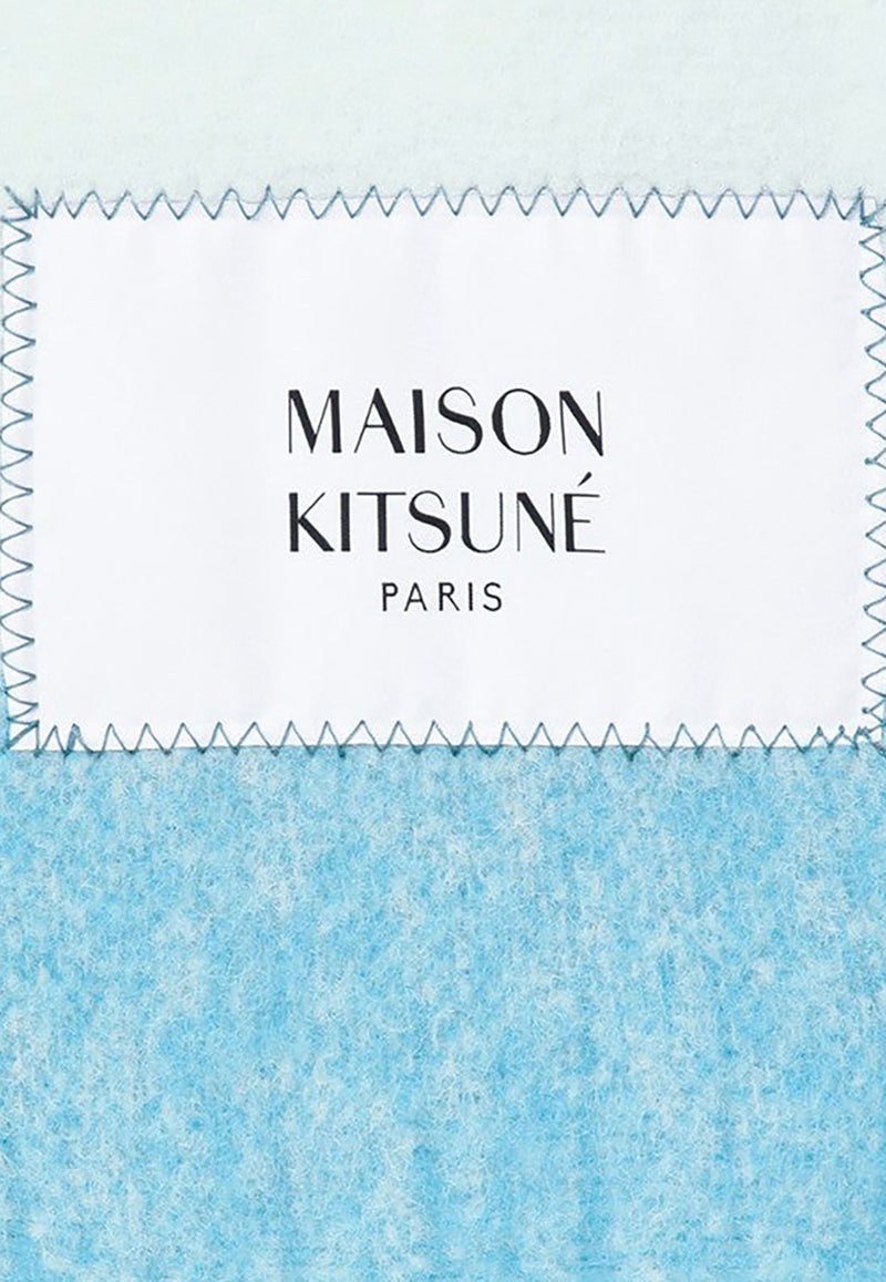 Maison Kitsuné Wool-Blend Striped Scarf Light Blue NM06204UWA0022/P_KIT-P456