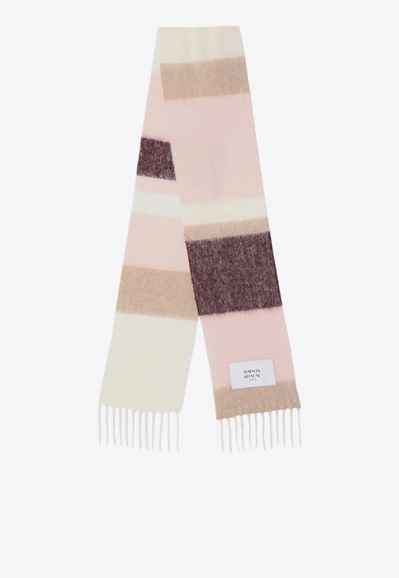 Maison Kitsuné Wool-Blend Striped Scarf Pink NM06204WA0022/P_KIT-P628