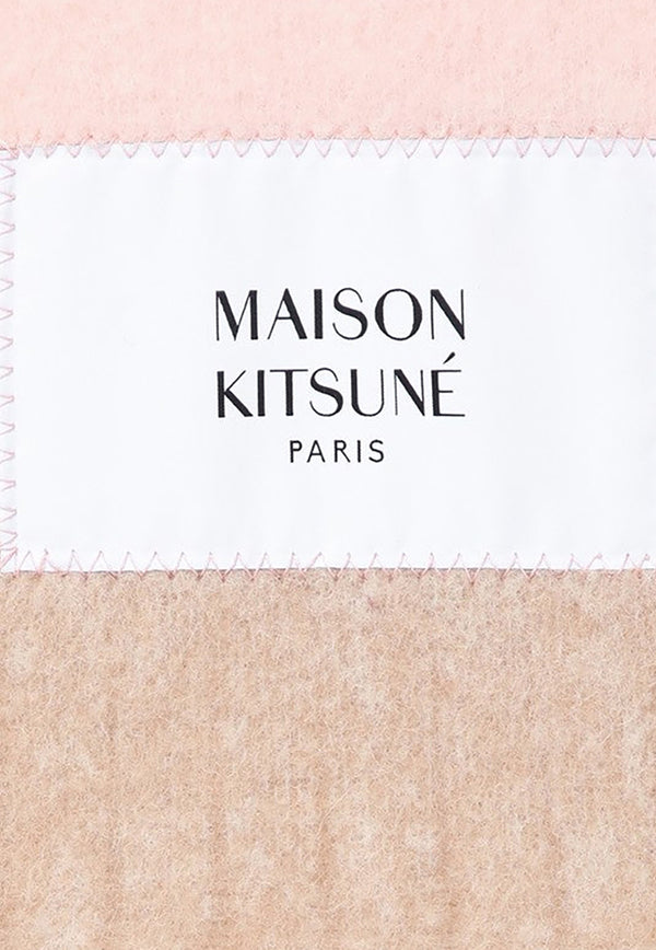 Maison Kitsuné Wool-Blend Striped Scarf Pink NM06204WA0022/P_KIT-P628