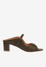 Malone Souliers Norah 45 Croc-Embossed Leather Mules Olive NORAH 45-9 OLIVE/OLIVE