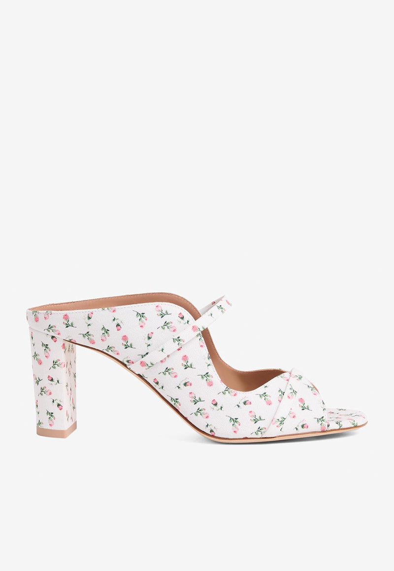 Malone Souliers Norah 70 Floral Canvas Sandals NORAH 70-168 WHITE/WHITE
