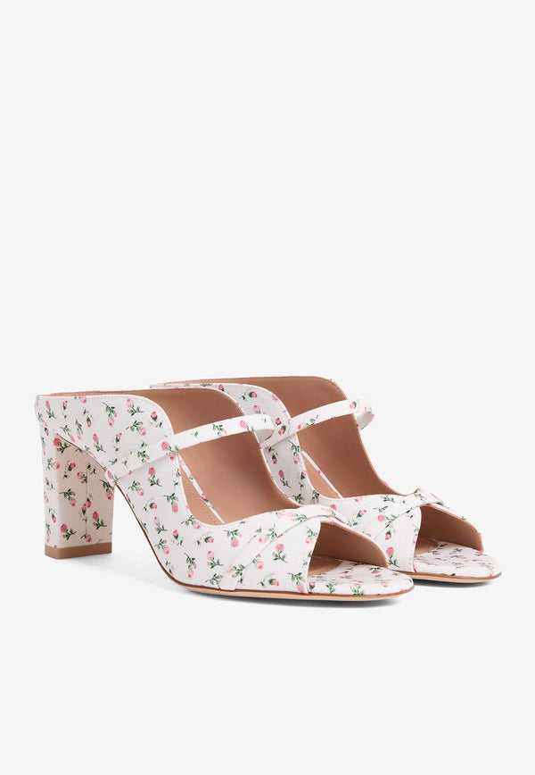 Malone Souliers Norah 70 Floral Canvas Sandals NORAH 70-168 WHITE/WHITE