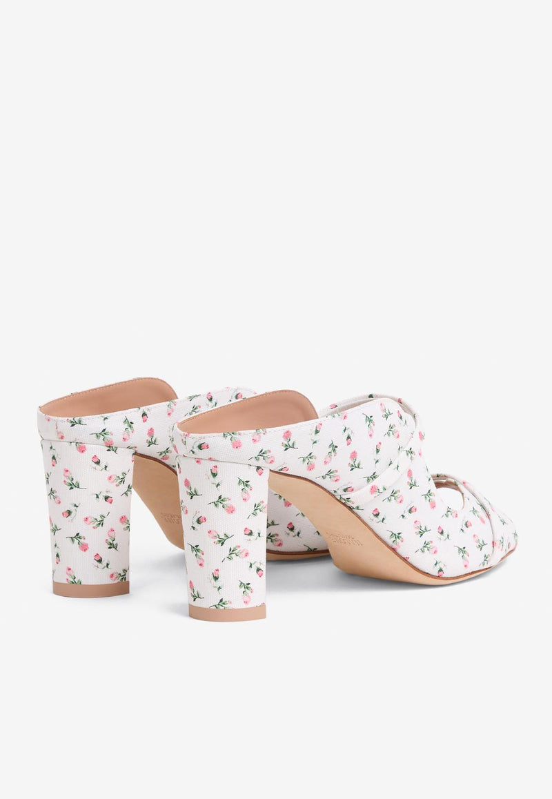 Malone Souliers Norah 70 Floral Canvas Sandals NORAH 70-168 WHITE/WHITE