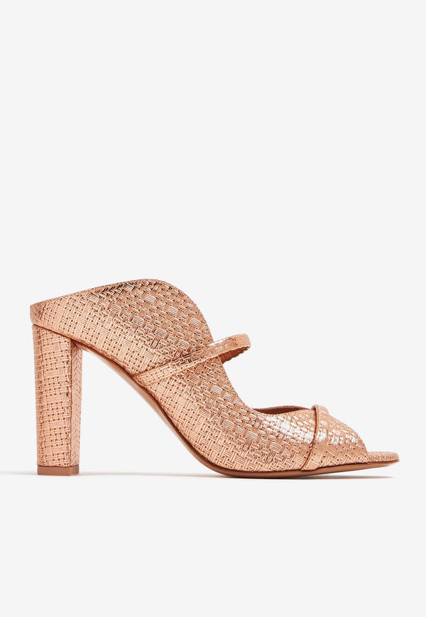 Malone Souliers Norah 85 Mules in Metallic Leather NORAH 85-78 ROSE GOLD/ROSE GOLD