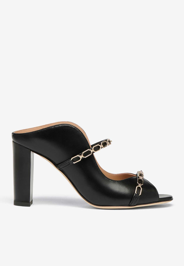 Malone Souliers Norah 85 Chain Leather Mules NORAH 85-91 BLACK/BLACK