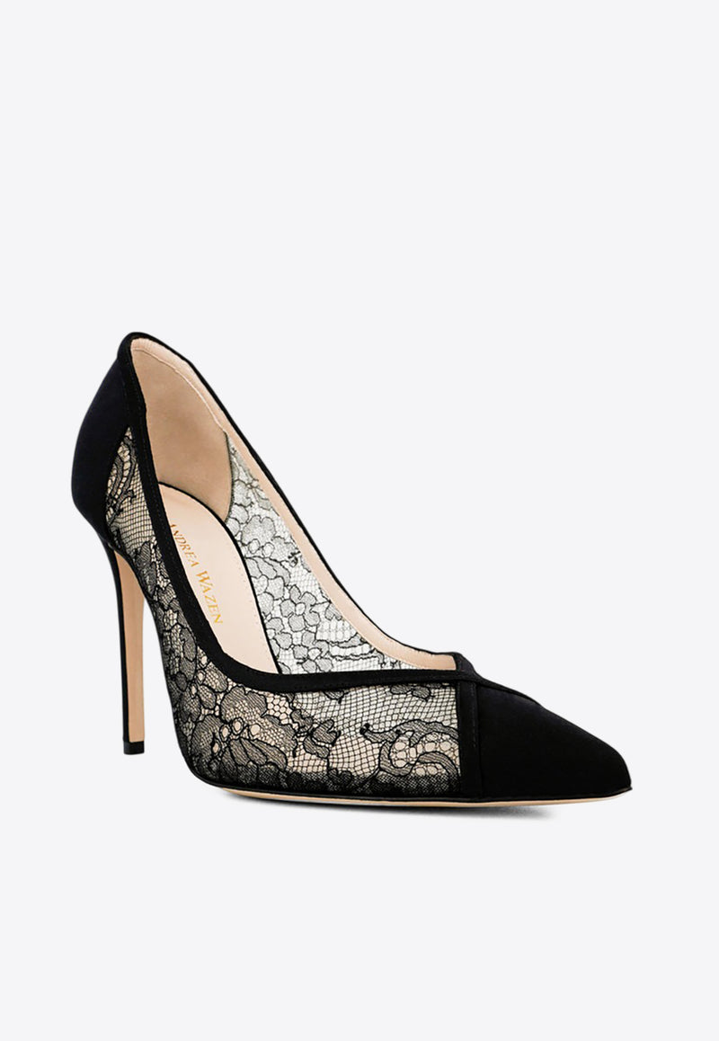 Andrea Wazen Nora 105 Guipure Lace Pumps Black NORPU105SLABLA_BLACK