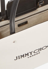 Jimmy Choo Medium Logo Tote Bag N/S TOTE/M CZM NATURAL/BLACK/SILVER