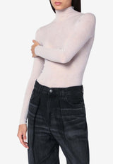 6397 Semi-Sheer Turtleneck Sweater White NSW665WO/R_6397-PUTTY